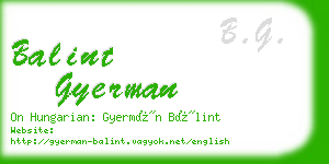 balint gyerman business card